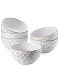 DOWAN Ice Cream Bowls 9 OZ, Small Bowls Set of 6, 4.5 Inch Ceramic Embossment Stoneware Bowl, Kitchen Decor&Housewarming Gift, White Bowls Set for Dessert, Fruits, Snack, Dishwasher & Microwave Safe