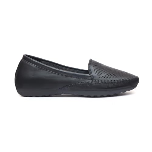 Image of Zoom Shoes Genuine Burnished Leather Brogue Bellies for Women and Girls ZVTR-01 | Ideal for Casual Events, Parties, and Ethnic Looks | Memory Cushioned Insole with Anti-Slip Sole