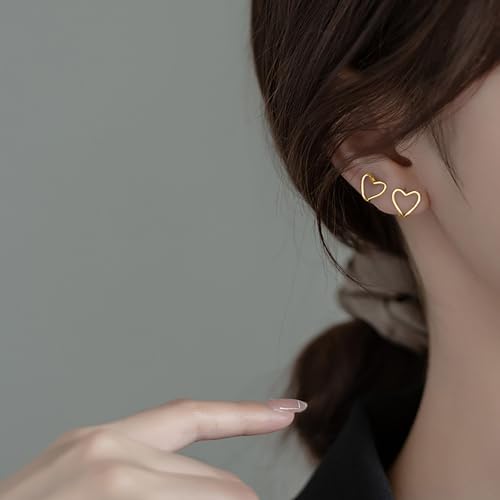 Reffeer Solid 925 Sterling Silver Heart No Piercing Earrings for Women Teens Heart Ear Cuff Earrings Clip on Earrings3