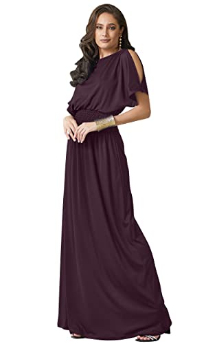 Image of KOH KOH Womens Split Sleeves Smocked Elegant Cocktail Long Maxi Dress
