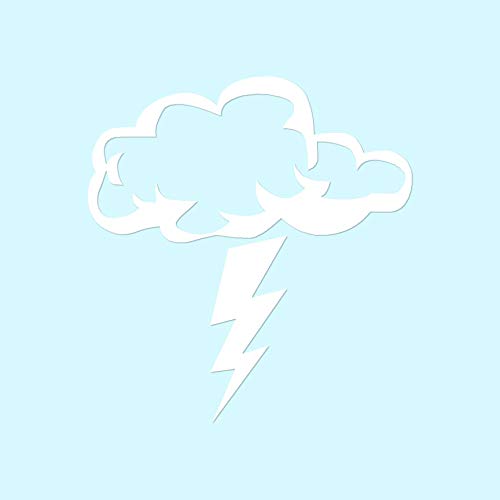 Image of Storm Cloud Lightning Bolt - Vinyl Decal Sticker - 5.75 inch x 6.25 inch - White