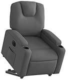 HFXHIJXQ Relaxsessel mit Aufstehhilfe Dunkelgrau Elektrisch 74x88x97 cm Stoffbezug Liegefunktion Fernsehsessel für Wohnzimmer Schlafzimmer und Seniorenwohngemeinschaft