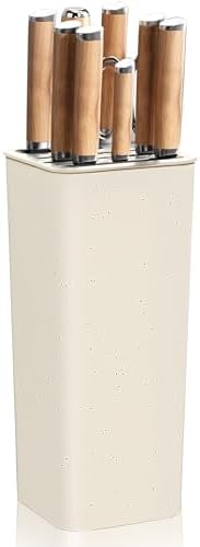 NEWE Knife Block Holder Without Knives, Universal Kitchen Storage Stand with Wavy Slots to Protect Blades, Small Space-Saving Knife Organizer for Countertop, Detachable for Easy Cleaning