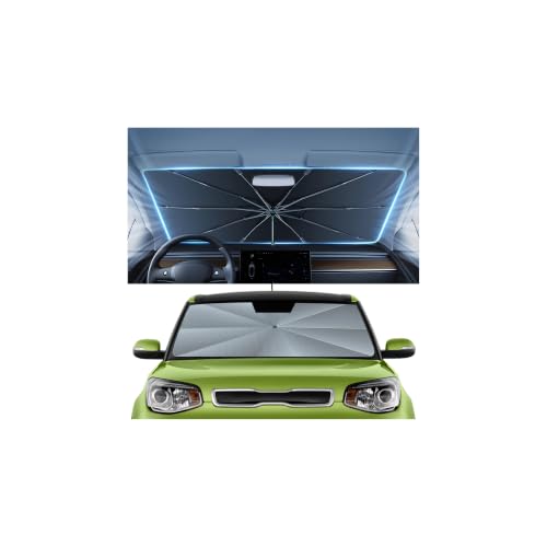Image of Autorder Umbrella Windshield Sun Shade for 2014-2019 Kia Soul Sunshade Accessories,Upgraded Ice Crystal Material, Windshield Umbrella Front Window Sunshade, Foldable Block UV Rays Keep Car Cool