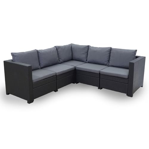 PEGASO Ecksofa für Garten oder Terrasse in Rattan Optik - Sofa...