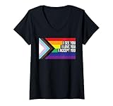 Photo Gallery donna lgbtqia+ flag i see you i love you i accept you ally lgbtq maglietta con collo a v Photo Gallery donna lgbtqia+ flag i see you i love you i accept you ally lgbtq maglietta con collo a v