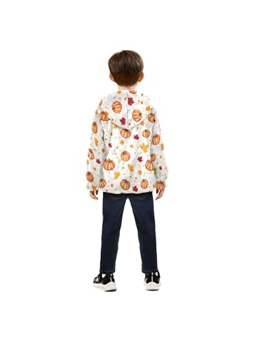 Orange Fall Maple Leaf Pumpkin Girls Fleece Jacket Girls Fall Jacket Boys Coats Zip Up Hoodie Children Outerwear 2-10T4