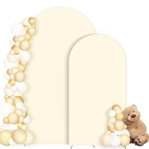 MLMC Arch Backdrop Cover Set of 2 6+7.2FT Beige Spandex Backdrop Cover
