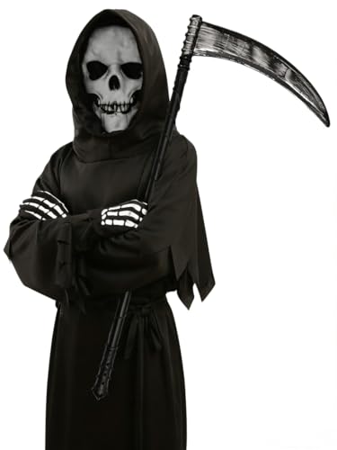 Disfraz de Grim Reaper para niños con máscara y guantes miniatura 6