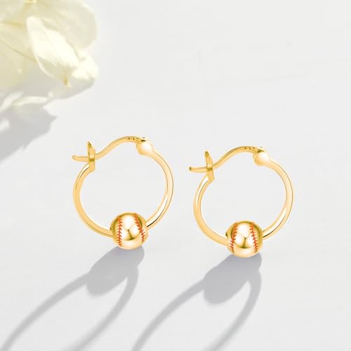 Baseball/Football/Basketball/Volleyball Earrings 925 Sterling Silver Hoop Earrings Hypoallergenic Cool Sports Earrings Jewelry Gifts for Women Girls Sensitive Ears2