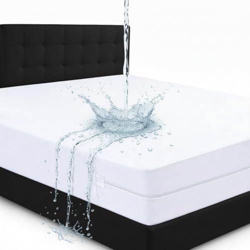 Waterproof Bed Bug Mattress Protector Double 137x190 cm | Anti Allergy Mattress Encasement with Secure Zip Closure | 30 cm Deep Zipped Mattress Protector Hypoallergenic & Noiseless 6-Sided Protection