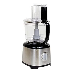 Kenmore Food Processor and Puree Blender Food Chopper Electric with Functions of Reversible Vegetable Slicing/Shredding Disc Chop Slice Shred Mince Grate 11-Cup Stainless Steel 500W Black and Silver