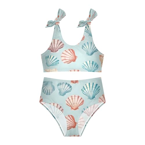 Image of Girls Swimsuits Set 2pcs Smile Dog Bathing Bikini Suits Tie Tankini