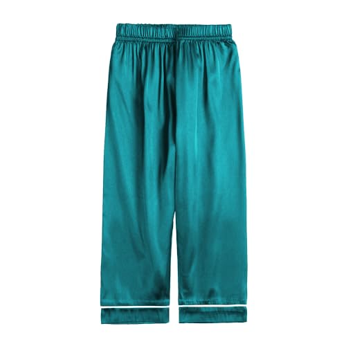 Verve Jelly Ensemble pyjama en satin pour enfants Bébé fille et garçon manches longues chemise pyjama avec boutons haut + pantalon pantalon tenues de nuit 160 Vert 12-13 ans – vue 4