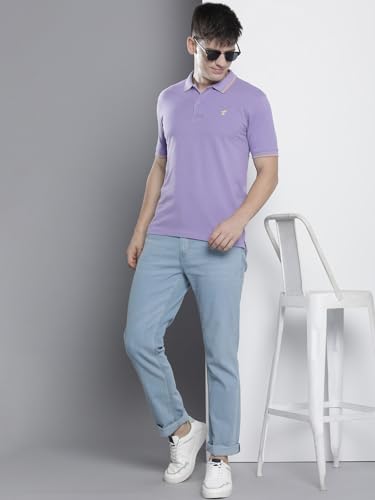 Image of The Indian Garage Co Men Slim Fit Solid Polo Neck Half Sleeves Tshirt