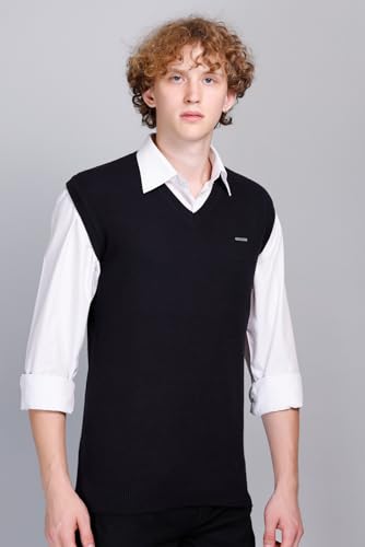 Image of V Neck Cotton Half Sweater for Man Winter Wear - Pullover Sweater for Men