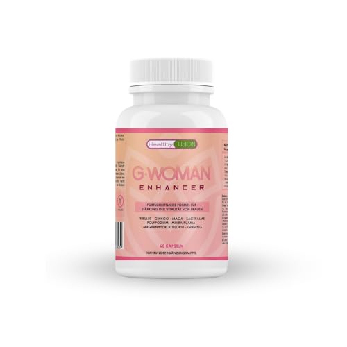 Healthy Fusion, G Woman | Potenter Aktivator & Stimulans für Frauen | Steigert Energie & Leistungsfähigkeit | Maca, Tribulus, Ginseng, Ginkgo | 60 Kapseln Healthy Fusion, G Woman | Potenter Aktivator & Stimulans für Frauen | Steigert Energie & Leistungsfähigkeit | Maca, Tribulus, Ginseng, Ginkgo | 60 Kapseln