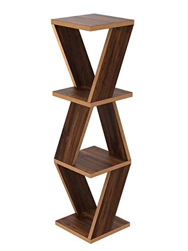 Image of Home Sparkle Triangular Corner Wall Shelf MDF Wall Shelf Rack Wall Mounted Floating Shelves (Dark Brown)
