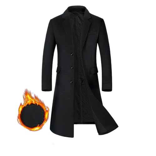 Image of TangDao Long Wool Overcoat for Men Pea Coat Winter Warm Trench Coat