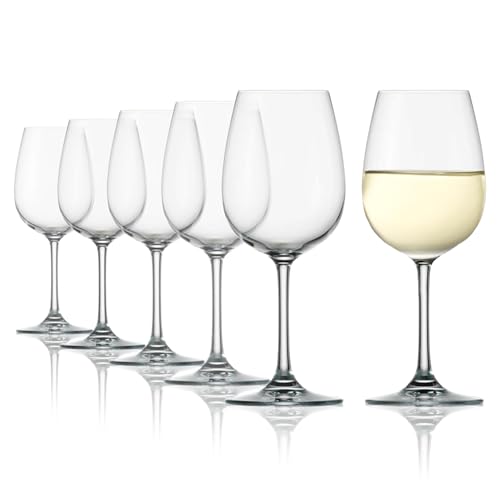 Stölzle Lausitz Weißweingläser Weinland 6er-Set 290 ml – Weingläser ideal für leichte Weißweine & Rotweine – Edler Weißweinkelch aus Kristallglas – Spülmaschinenfest & Stoßfest, Made in Germany