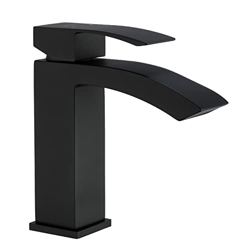 GAPPO Waschtischarmatur Wasserfall Wasserhahn,badzimmerarmaturen waschbecken,Waschbeckenmarturen,Kaltes und Heißes Wasser Vorhanden Einhebel Mischbatterie,für Badezimmer/Badwanne,aus Messing,Schwarz Cover