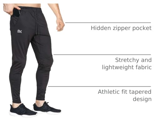 Image of BROKIG Mens Lightweight Gym Jogger Pants Workout Sweatpants Zip Pocket