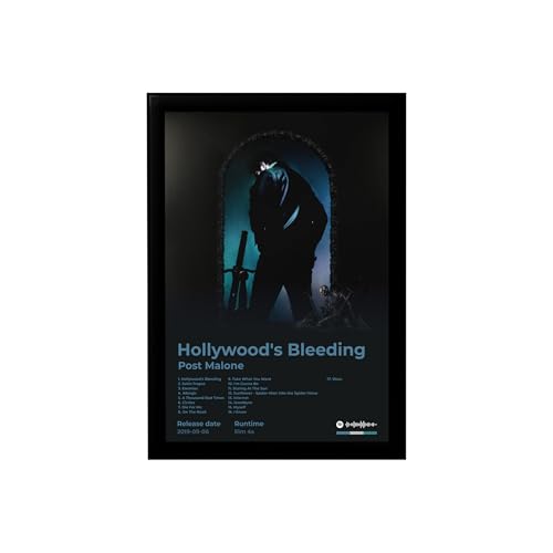 Image of BLINKART Post Malone- Hollywood's Bleeding Wall Photo Frames | Wall Art for Bedroom, Living Room, Studio or Office | Album Cover Print with Spotify Song Link QR Code | Gift for Fans - 8x12 In