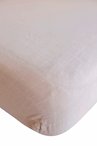 Image of Marlowe & Co Soft Bamboo Cotton Muslin Standard Size Crib Sheet for Baby Boy and Girl (Natural Blush)