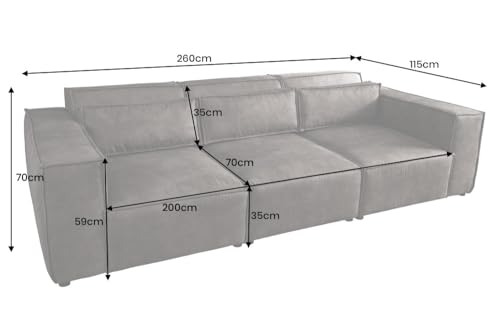 Riess Ambiente Design 3-Sitzer Sofa Bossa NOVA - 260cm - antik Taupe - Microfaser inklusive Kissen 3er Sofa Couch XXL-Sofa XXL-Couch Rundum-Bezug Polsterung – Bild 4