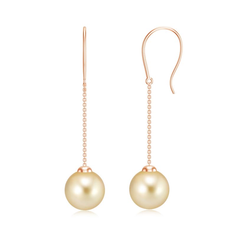Image of Goldhartz 925 Sterling Silver Akoya Pearl and Moissanite Diamond Drop Earrings, 10MM Pearls, 14K Gold Micron Plated, Best Gift for Weddings, Anniversaries & Birthdays