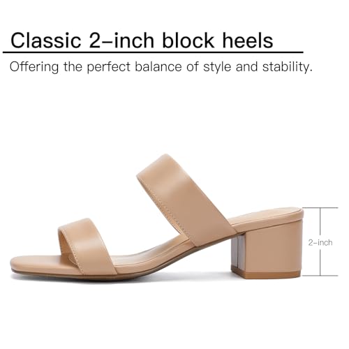 Image of Women's Heeled Sandals Two Strap Square Open Toe Heels 2-Inch Chunky Sandals Dress Shoes Wide Feet Friendly