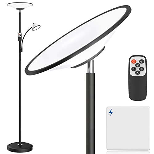 LEPOWER Floor Lamp with Reading Lamp, LED Standing Lamp with Remote and Wall Switch, 50 Lighting Effects Modern Pole Lamp, Super Bright Tall Floor Lamps for Living Room, Bedroom, Office, Dorm, Corner LEPOWER Floor Lamp with Reading Lamp, LED Standing Lamp with Remote and Wall Switch, 50 Lighting Effects Modern Pole Lamp, Super Bright Tall Floor Lamps for Living Room, Bedroom, Office, Dorm, Corner