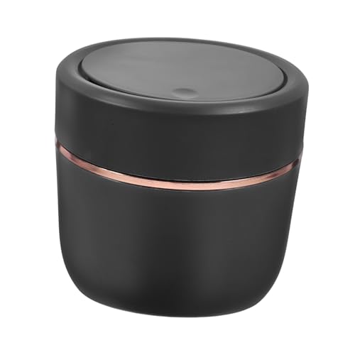 Caneca de basura de escritorio con tapa negra rectangular miniatura 1