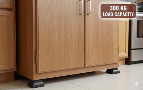 Image of U-MAX 4-Pack Sofa & Bed Leg Lifts, Anti-Slip Base for Stability, Increases Height, Prevents Floor Scratches, Legs Refrigerator Stand (Black, New Squar Stand)