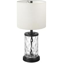 Globe Electric 20-Inch Fillable Glass Table Lamp, Oil-Rubbed Bronze, Beige Linen Shade, Customizable Farmhouse Style, 61000044