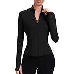ZHENWEI Workout Jackets for Women Full Zip Up Cropped Athletic Long Sleeve Lightweight Slim Fit Running Tops with Pockets