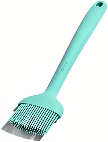 Angled Large Silicone Basting Brush, U-Taste 315 Heat Resistant 23 cm Kitchen Pastry Cooking Baking Food Rubber Head-Up Baster Brush for Oil Sauce BBQ Butter Grill Meat Egg Bread (Aqua Sky)