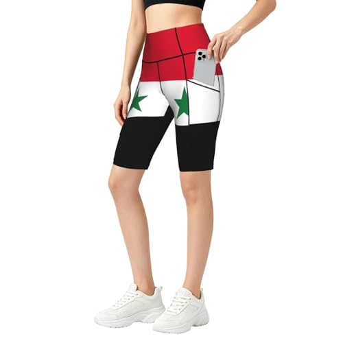 Legging imprimé drapeau syrien femme, pantalon d'entraînement doux
