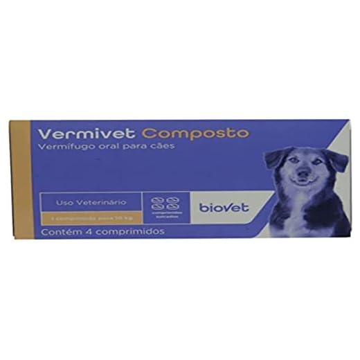 Vermífugo Biovet Vermivet Composto 600mg - 4 comprimidos