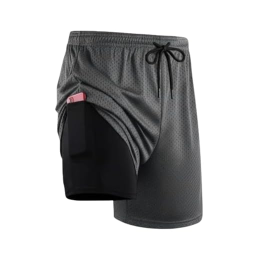 Shorts Masculino 2 em 1 Fitness Bermuda Para Treino (G, Cinza)