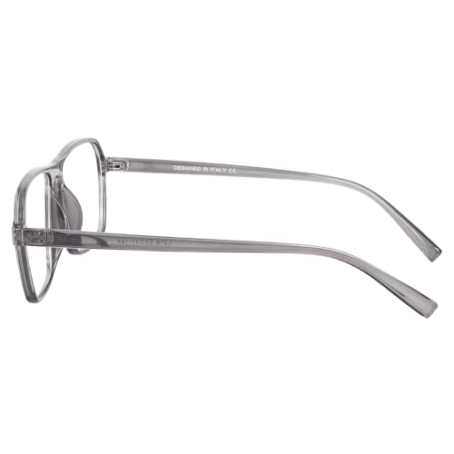 Image of Peter Jones Grey Square Unisex Medium Sleek Optical Frame with Anti Glare Lenses (AG216GT)
