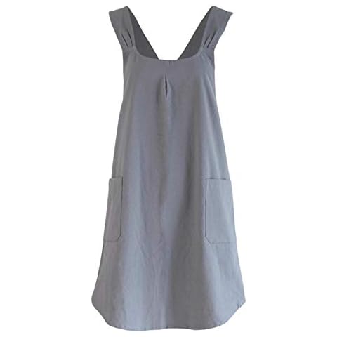 Delantal de Cocina de algodón de Estilo japonés con Bolsillos (Gris) Cover