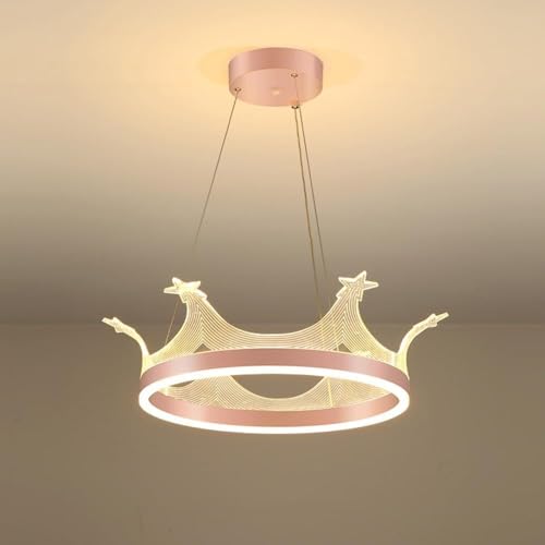 Lámpara colgante con pantalla acrílica Crown, moderna lámpara colgante LED redonda regulable for dormitorio y comedor.