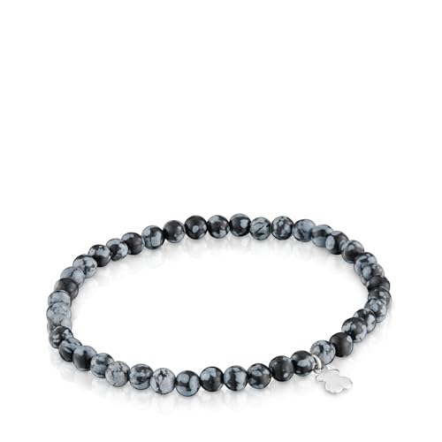TOUS Pulsera Elástica Gris con Motivo de Oso en Plata de Primera...