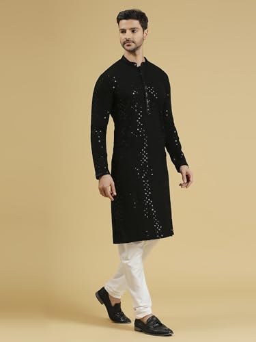 Image of Rajubhai Hargovindas Men Chikankari and Sequin Work Kurta