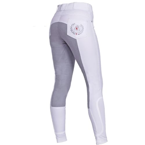 Pantalon d'équitation fond de peau intégral ROXANA blanc et gris taille 38