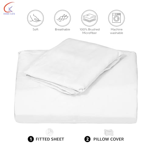 Image of Flat Bedsheet Single Bed (60x90 Inch) with 2-Pillow Covers Egyptian Cotton Fits 400 TC Super Soft & Breathable Wrinklefree White Bed Sheet for Luxurious Bedrooms and Hotels