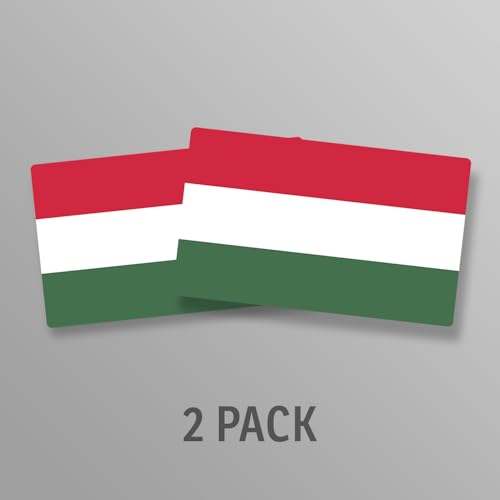 Image of World Country Flag Decal Stickers - Two Pack - for Cars Windows Bumpers Laptops Tablets Tumblers Cups Walls (Hungary)