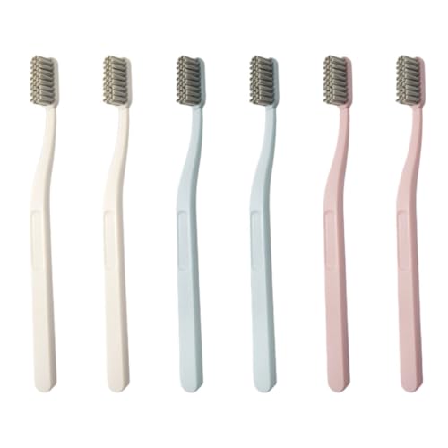 Abaodam Cepillo de Dientes Manual Cabezal Grande de Nylon Cerdas Duras para Eliminación de Manchas Paquete de 6 Unidades Tamaño Portátil para Cuidado Bucal Diario y Viajes