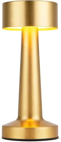 Image of Litehom Portable LED Table Lamp, 3-Levels Brightness Metal Desk Lamp,3 Color Touch Control Rechargeable Lamp, Ideal Bedside Lamp for Nightstand,Bedroom, Living Room (Light Golden)